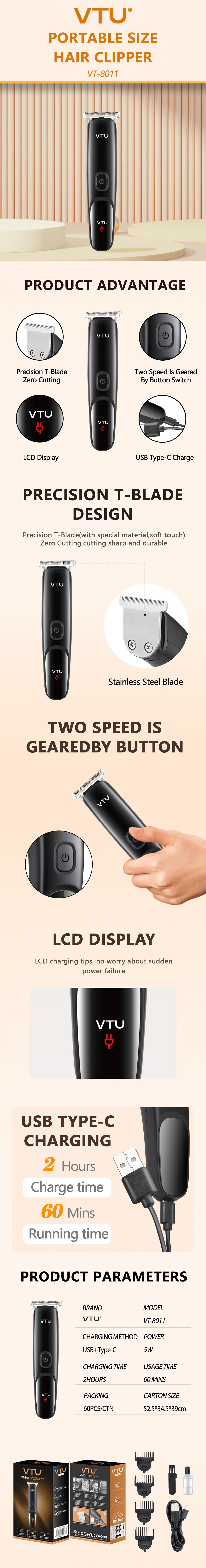 VTU VT-8011 Portable Hair Trimmer for Men